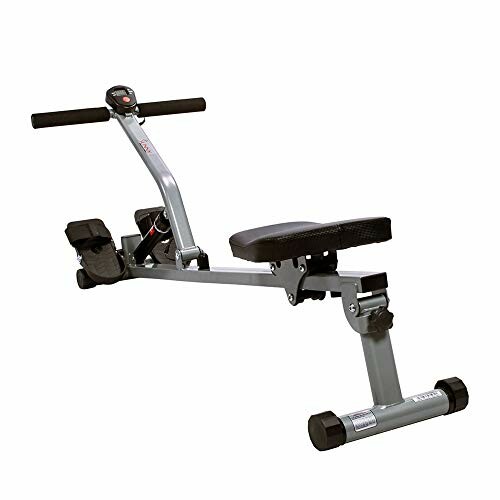 Compact rowing machine with digital display and adjustable resistance.
