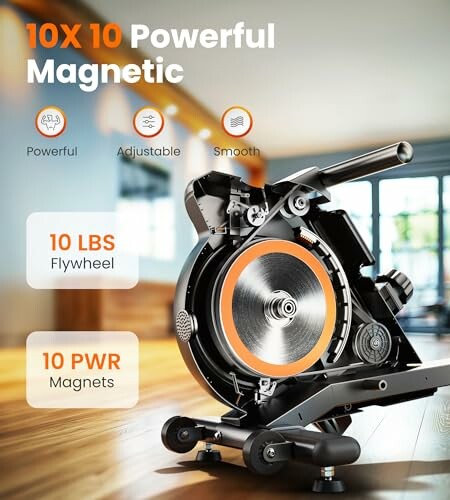 Magnetic exercise bike with 10 lbs flywheel and 10 power magnets.